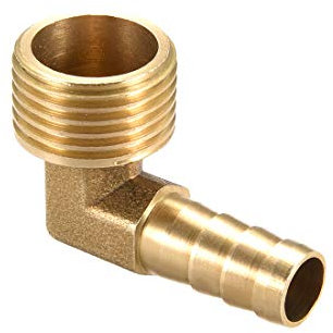 sourcing map Messing Barb Rohr 90 Grad Ellbogen 10 mm Stacheldraht auf 1/2 G Rohradapteranschluss