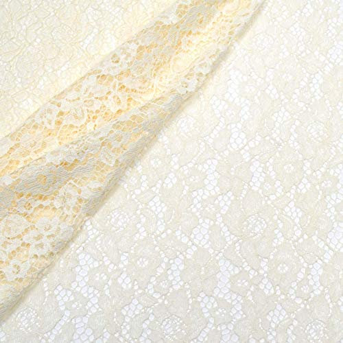 MAGAM-Stoffe Carmen Spitzenstoff Blumen-Spitze Bekleidung Deko Meterware 50cm (Natur)