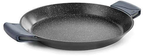 LACOR, 25440 Paellera con Asas de Silicona, Recubrimiento Antiadherente, Apta para Inducción, Ecológica, Sin PFOA, Aluminio Fundido, Gris, Negro, 40 cm