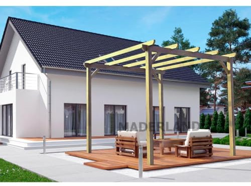 Maderland Pergola autoportée Bois - Madrid, Dimensions 300 x 300 cm, Ancrage Aucun