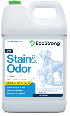 Eco Strong Stain and Odor Eliminator: Pet Odor and Stain Remover Carpet Cleaner - Enzyme Cleaner for Dog and Cat Urine - Pee Stain Remover and Deodorizer Spray - Floor, Grass Pee Pad, Rug - 1 Gallon