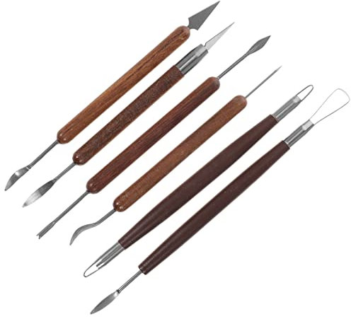 HEALLILY 6PCS Clay Sculpting Tools Kit - Pottery Starter Set with Clay Modeling Chisels, Carving Tools for DIY Art Crafts