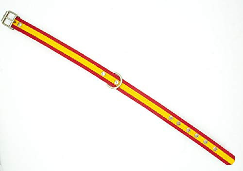 Collar para Perro con Bandera de España - Diseño Emblemático y Duradero - Resistente al Desgaste y al Calor - Apliques Antióxido - Ideal Perros Pequeños - 35 cm x 2 cm - MD10 Collection