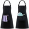 KTHZI 2 Pack Adjustable Aprons, Polyester Waterproof Aprons with Pockets, Home Kitchen Chef Apron for Cooking, Baking, BBQ, Restaurant, Coffee house, Unisex 2PCS(Black)