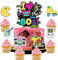 Together Back To The 80s Cake Topper Set – Retro Throwback Theme I love 80s Honeycomb Roller Disco Radio Happy Birthday Hip Hop Party Dekorationen – Ein Tortenaufsatz und 6 Cupcake-Topper