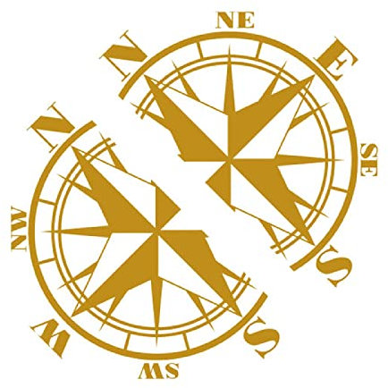 LadyCent 2 STÜCKE Karosserie Seitenaufkleber Auto Karosserie Vinyl Kompass Aufkleber Zubehör, Für Volkswagen Multivan Transporter Caravelle T4 T5 T6,Matt Gold