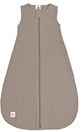 LÄSSIG Baby Sommerschlafsack ohne Ärmel Muslin Baumwolle GOTS zertifiziert unisex/Muslin Sleeping Bag taupe, Größe 62/68 3-6 Monate