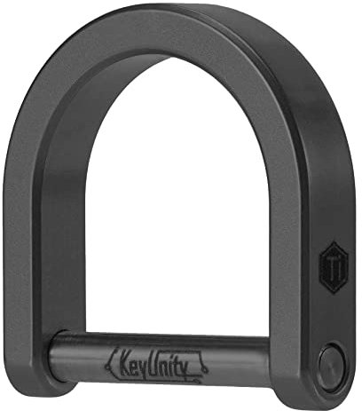 KeyUnity KA17 Anneau en D en titane pour clé, fermoir en fer à cheval en forme de U pour porte-clés de voiture, porte-clés en cuir à faire soi-même (noir, L)