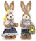 com-four® 2X XL Stroh Osterhase handgemacht - 33 cm Deko-Osterhase zur Osterdekoration - Strohfiguren für Ostern - Deko-Hase aus Stroh - handgefertigte Hasen (02 Stück - weiß/rot/grün kariert)