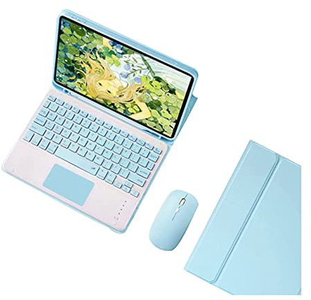 Clavier avec Touchpad pour iPad Mini 6 (8,3), Coque Clavier Bluetooth Détachable avec Porte-Crayon et sans Fil Souris, Clavier QWERTY Pavé Tactile pour iPad Mini 6ème génération 2021, Bleu