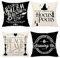 LIGICKY Kissenbezug 45x45 cm Halloween Dekor Leinen Dekorative Kissenhülle Hokuspokus magischer Besen Bauernhaus Kissenbezüge für Sofa Couch Schlafzimmer Wohnzimmer Büro (4 Stück)