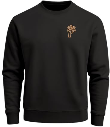 Neverless® Herren Sweatshirt mit Logoprint Palme Regular Fit | klassischer Rundhals, weich gebürstete Innenseite, elastische Bündchen, 80% Baumwolle 20% Polyester
