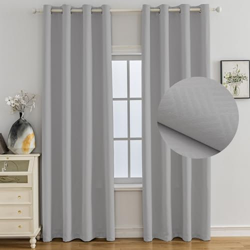 Ystyle Tende Oscuranti per Interni 2 Pezzi, 140x180 CM, Termiche Isolanti, Anti-Rumore, con Anelli, Tenda Moderna Per Camera da Letto e Soggiorno, Grigio Chiaro