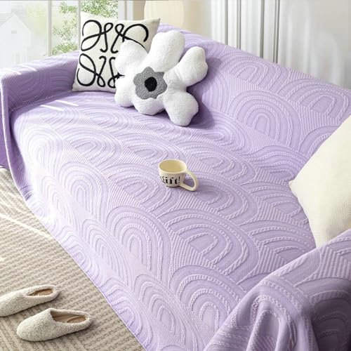 Ayoiow Bezug Sofa Wasserdicht Sofahusse Lila Sofahusse 5 Sitzer Eisseide Arches Strukturierte Volltonfarbe