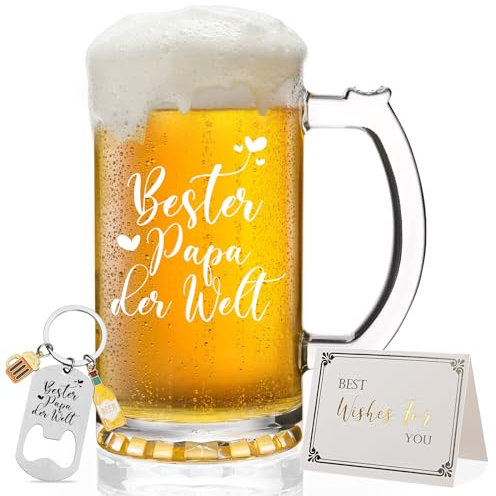 Joymaking Bicchiere da birra per papà, regalo per la festa del papà, bicchiere da birra con incisione, regalo di compleanno, idea regalo per papà, festa del papà, Natale, boccale da birra da 500 ml