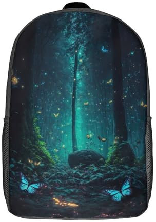 XJmoney Lumi Schmetterlinge Rucksack Kinder Schulrucksack Schultasche 3D-gedruckte modische Schultasche für Jungen Grund- und Mittelschüler 17 Zoll