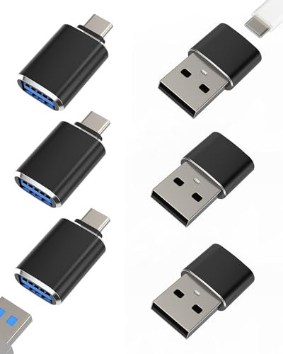 Lot de 6 adaptateurs USB C vers USB 3.0 - Connecteur USB C OTG - Pour Apple iPhone 15 - Pour iPad MacBook - Compatible avec Samsung - Accessoire Thunderbolt USB-a - Clé USB A - Connecteur de voiture -