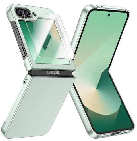 Doeshine für Samsung Galaxy Z Flip 7 FE 2025 / Z Flip 6 2024 Hülle Ultra Dünn, Displayschutzfolie, Drahtloses Laden, Lightweight Skin-Friendly, Hard PC Stoßfest Kratzfest Rugged Schutzhülle (Grün)