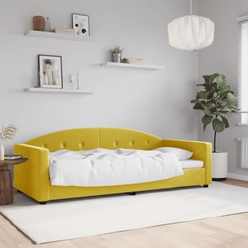 CIADAZ Tagesbett Gelb 90x200 cm Samt, Schlafsofa, Daybed, Bettsofa, Sofa Bed, Sofabett, Schlafcouch, Jugendbett, Bettgestell, Bettcouch - 354141