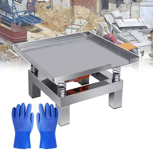 smafoseedding Testblock Vibrationsplattform, Beton-Vibrationsbank, mit 5 Paar mattierten Handschuhen, Vibrationsfrequenz: 3000–3600 mal/min, für Baustellen/Labore/Skulpturenherstellung