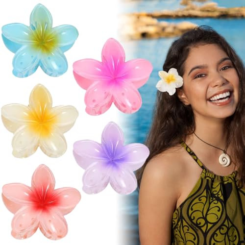 Horquillas para el pelo con flores, pinzas antideslizantes para el pelo, pinzas para el pelo hawaiano antideslizantes, accesorios para el peinado del cabello para cabello grueso y fino (flores - 5/N)