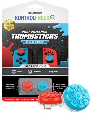 KontrolFreek Splash Performance Baguettes pour Manette Joy-Con Nintendo Switch Concave Bleu/Rouge