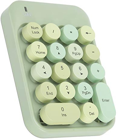 KIMISS AK18 2.4G Kabellose Numerische Tastatur, Schokoladen-Tastenkappe, Spielrichtungsumschaltung, Geeignet für - und -Systeme (Traumgrün)