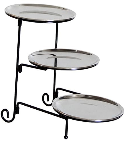 WATIIFUFU Elegant Metal Cake Stand 3-tier Snack Dish for Desktop Wedding Fruit Tray Dry Fruits Holder