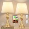 Kakanuo Nachttischlampe Touch Dimmbar 2er Set, Tischlampe Modern mit Ladefunktion USB A+C-Anschlüssen, eißer Lampenschirm Goldener Sockel, Vintage Tischleuchte für Schlafzimmer Wohnzimmer Büro Deko