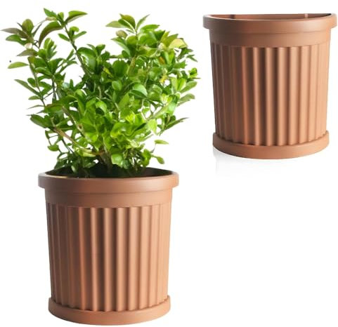 GarPet 2X Pflanzkübel Halbrund direkt an der Wand Pflanzkübel Groß Außen Blumenkübel Outdoor Pflanztopf Pflanzkasten Blumentopf 50 Terrakotta