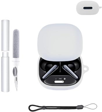 Weiche Silikonhülle für Soundcore Liberty 4 Pro Earbuds – schützende Bluetooth-Kopfhörerabdeckung mit CleanKit und Laryard, Weiß