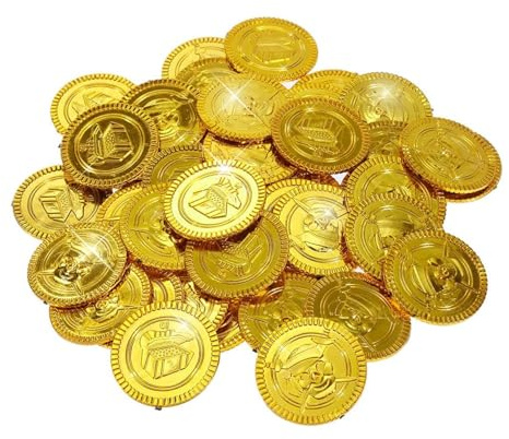 CXNXFD 50 Stück Goldmünzen, Piraten Schatz Gold-Münzen Spielgeld Gold-Münzen Spielgeld Mitgebsel