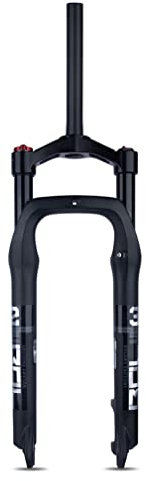 UIOPPOI 26 MTB Luftfedergabel 4.0 Reifen Fat E-Bike Snowbike Gabel 110mm Federweg 28,6mm Gerade Vordergabel Manuelle Verriegelung QR 9 * 135mm (Color : Black)