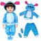 Puppenkleidung für 18-22 Zoll Baby Puppen, Blaue Baby Puppenkleidung mit Bluse Hose Socken, 45-56 cm Lange Babypuppen Outfits Jungen Geburtstag Geschenke