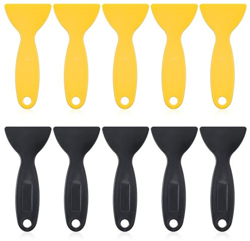 10 Pcs Plastic Scraper, Paint Scrapers, Putty Knife, Flexible Resin Scraper, Air Bubble Remover Sticker Installation Tool for Wallpaper, Resin Removal, 3D Printing, Spackling Patching (Black & Yellow)