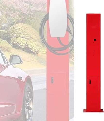 Tesla Charger Connector Pedestal Tesla Charging Pile for Tesla Gen III, Floor Mounted, Stainless Steel, Outdoor Lever Column for Charging Station Garage(Black)