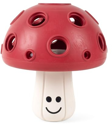 Fuzzl Eco Rubber Magic Shroom Treat Toy with Squeaker - Red - Long Lasting Dog Chew Toys for Aggressive Chewers Strong Dog Toy for Dogs Durable Puppy Toys