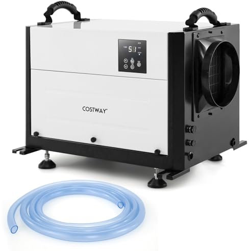 COSTWAY 58,5/73,5 L Deumidificatore Commerciale, Deumidificatore Industriale con 3 Modalità e Timer 24H, Sbrinamento Automatico per Cantina Magazzino (58,5 L/giorno Nero)