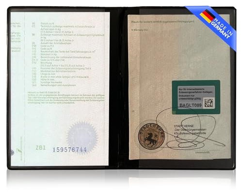 Porte-documents de voiture de GHADA - Étui solide en PVC à 2 compartiments pour carte grise de véhicule - Étui pour cartes de qualité supérieure - Fabrication allemande - Noir