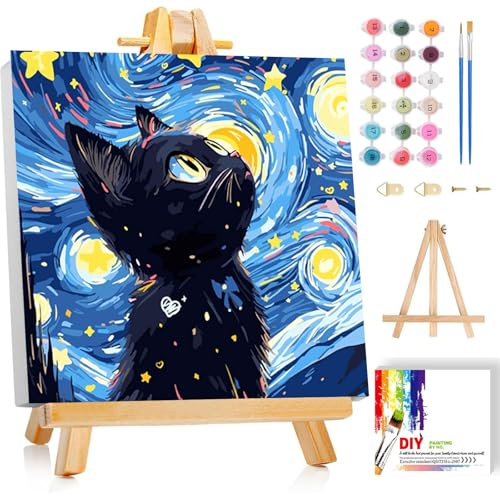 luckyarina Malen Nach Zahlen Mit Rahmen und Geschenkbox 20x20 cm | Malen Nach Zahlen Leinwand Ölgemälde, Paint by Number DIY Bastelset Geschenk