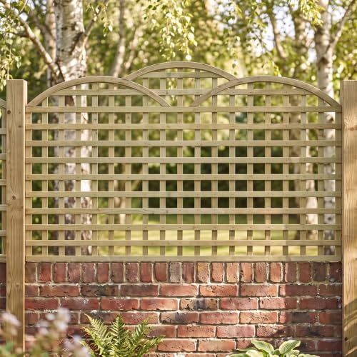 Triple Dome Pack of 3 6x3ft (W: 6ft x H: 3ft) Traditional Art Deco Style Cloud-Topped Pressure-Treated Trellis Panel 60-70mm Privacy Squares Fence Topper/Wall Art Width 1828mm x Height: 1160mm
