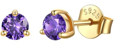JustBeingCute Ohrringe Gold 585 Vergoldet Ohrstecker Silber 925 Zirkonia | Ohrstecker Gold mit Stein Geburtsstein Rot Grün Hypoallergen Stecker Schmuck Damen Geschenk für Frauen 4/5/6/6.5/7.5/8 mm