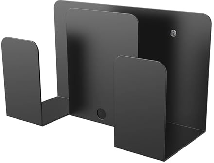 Laptop Wall Rack Wifi Router Mount Metal Ant-slip Eva Pad Dual Layers Multifunction Home Office Keyboard Tablet Holder Organizer Desk Bedside Black