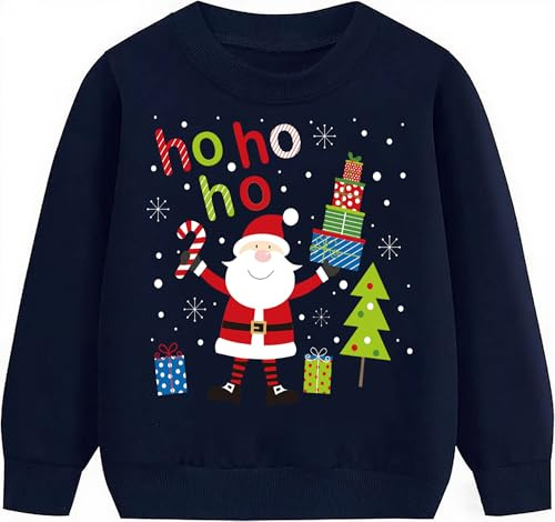 TCWWBB Kinder Weihnachts Sweatshirt Pullover Jungen Mädchen Langarm Baumwolle Christmas Xmas Rentier Weihnachtsmann Bär Winter Oberteile Größe 1-7 Jahre 92 98 104 110 116 122
