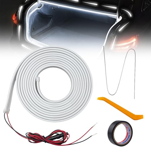 4M Kofferraum Lichtstreifen Dynamic Flowing Car Trunk Light Strip, Auto Kofferraumbeleuchtung Led, Automatischer Sensor Tail Box Led Strip Lights für Auto Kofferraum Innenbeleuchtung Dekoration(Weiß)