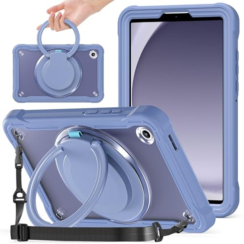 Miimall Funda para Samsung Galaxy Tab A11 de 8.7 2025, [Soporte Ajustable] [Correa de Hombro] Rugerizada Anti-Caída Antiarañazos Grado Militar, Antideslizante Carcasa para Galaxy Tab A11, Violeta