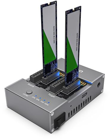 AOKO M.2/mSATA SSD Duplicator Cloner, PCIE NVMe/NGFF SSD Copier, USB C a NVMe SATA miniSATA docking station, M.2 Reader & Enclosure per entrambi (chiave M, B + M), supporta clone offline