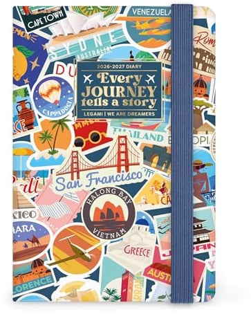 Legami - Agenda Settimanale 2026-2027, Travel Stickers, 16 Mesi Small