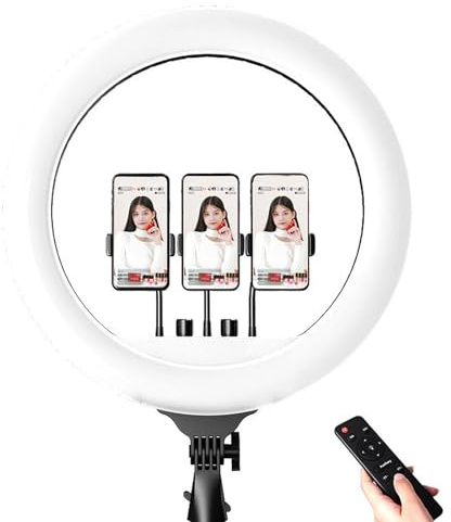 Asixxsix 18-Zoll-LED-Ringlicht, 3200K–5500K LED-Videoleuchten-Set mit Fernbedienung und Smartphone-Halterung, Studio-Dauerlicht für Fotografie und Videokonferenzen