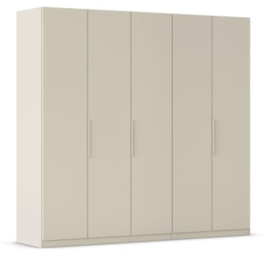 Rauch Möbel MYLORA, Kleiderschrank, Farbe Beige, Breite 226 cm | Schrank mit patentiertem Schnellmontagesystem, 5-türig, Zubehör Basic, für Schlafzimmer, Kinderzimmer, Garderobe, Flur